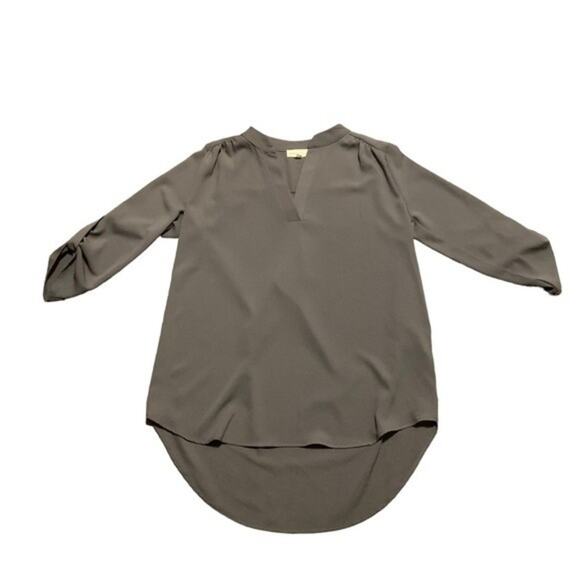 Perfect Peach Blouse Top V neck 3/4 Sleeve Grey Size Small - Picture 1 of 8